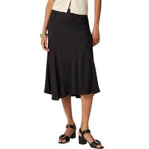 J Crew Gwyneth Flounce Midi Slip Skirt Black 90s Chiffon Minimalist Retro Large